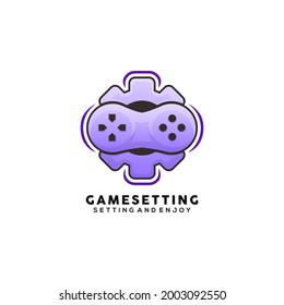 game  setting colorful logo design ilustration