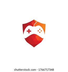 Game shield shape concept Logo Design Template. Stick Game Icon Logo.	