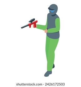 Icono de disparo del juego vector isométrico. Pistola del jugador. Objetivo militar