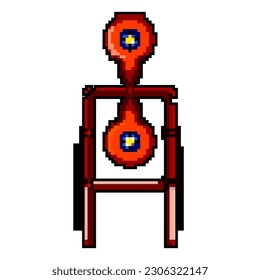 vector retro de arte de píxel de juego de tiro de juego. rifle con flecha de bit, blanco de tiro de caza negro con bullseye. ilustración vintage antigua