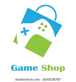 Icono del bolso de la tienda del juego dos colores azul verde