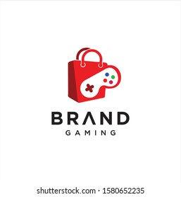 Game shop with bag logo concept, icon gaming or symbol