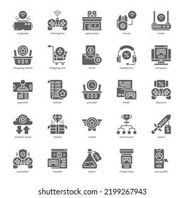 Game Shop icon pack for your website design, logo, app, UI. Game Shop icon glyph design. Vector graphics illustration and editable stroke.