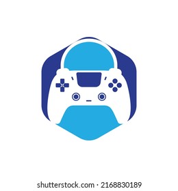 Game shop vector logo. design. Shopping bag combination joystick icon vector design.	