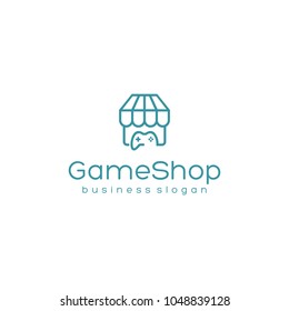 Game Shop Vector Logo Template.Creative Design Idea. Shop / Market and Game Joystick