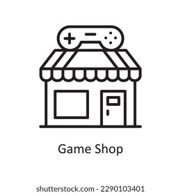 Game Shop Vector Outline icon Design illustration. Gaming Symbol on White background EPS 10 File