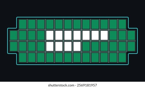 Game show board featuring a grid of tiles with a horizontal row of white highlights.