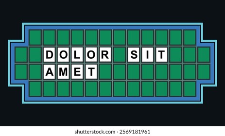 Game show board featuring a grid of tiles with a horizontal row of white highlights.