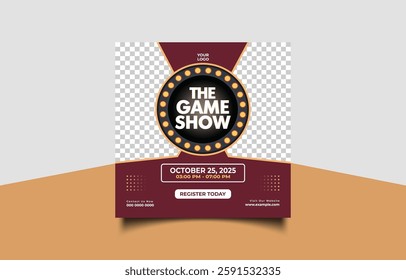 Game Show Event Poster with Registration Details and Contact Information