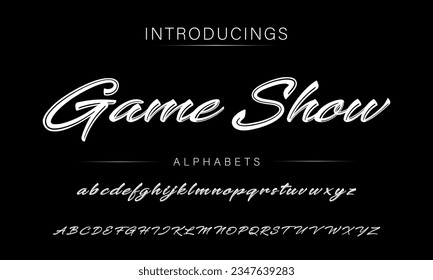 Game Show Handgeschriebene Brush-Schriftart für das Schreiben von Anführungszeichen. Moderne Kalligraphie im handgezeichneten Pinselstil.