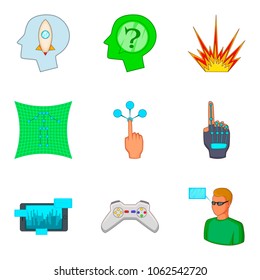 Game show icons set. Cartoon set of 9 game show vector icons for web isolated on white background