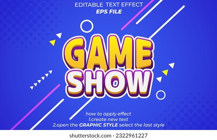 game show text effect, font editable, typography, 3d text. vector template