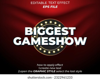 game show text effect, font editable, typography, 3d text. vector template