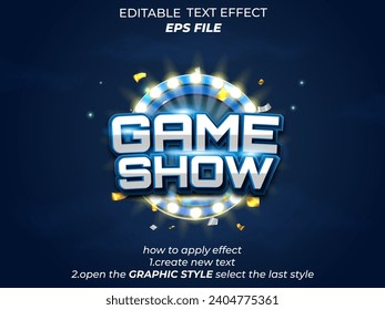 game show text effect, font editable, typography, 3d text. vector template