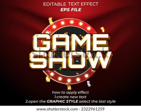 game show text effect, font editable, typography, 3d text. vector template