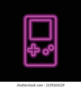 Game simple icon vector. Flat design. Purple neon style on black background.ai