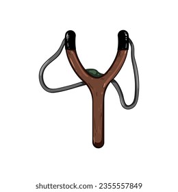 game slingshot cartoon. weapon object, wood sport, wooden leisure game slingshot sign. isolated symbol vector illustration