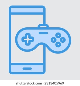 Game smartphone blue line icon, use for website mobile app presentation