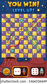 Game Of Snakes And Ladders With Space Background Illustration