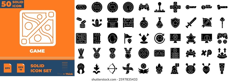Game Solid Editable Icons set. Vector illustration in modern thin solid style of game icons: Chess, Virtual reality, Joystick, Gamepad, etc