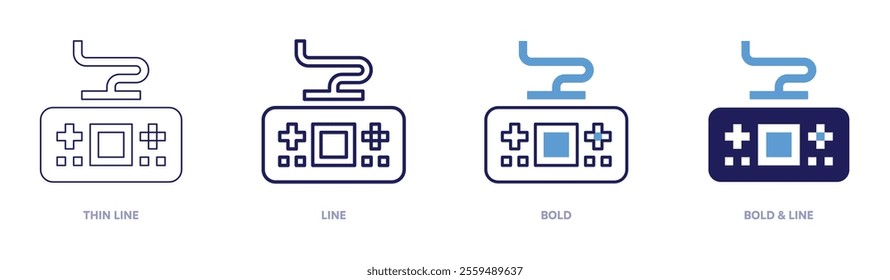 Game soundtrack icon in 4 different styles. Thin Line, Line, Bold, and Bold Line. Duotone style. Editable stroke.