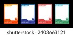 Game sports card template. A set of trading frames for football, basketball and hockey players. Vector illustration on a black background.