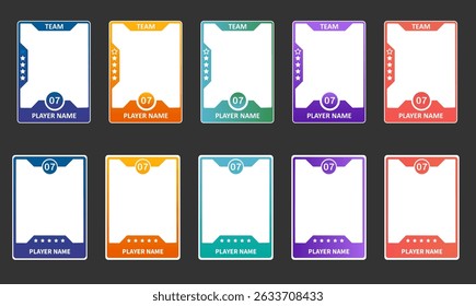 Game sports card template. A set of trading frames for football, basketball and hockey players.Sports trading card templates.