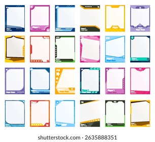 Game sports card template. A set of trading frames for football, basketball and hockey players. Vector illustration