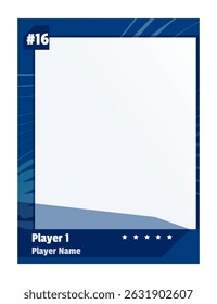Game sports card template. Trading frame for football, basketball and hockey players. Vector illustration