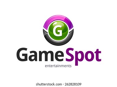 Game Spot Logo Design Template. Abstract Glossy Circle Symbol. Vector Art.