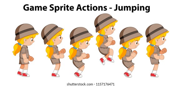 Game sprite actions jumping  illustration