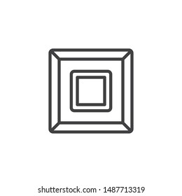 Game square button line icon. linear style sign for mobile concept and web design. Stop button outline vector icon. Symbol, logo illustration. Vector graphics