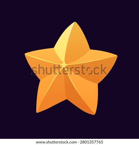 Game star icon. GUI score, rating, quality, favorite symbol for gaming UI in cartoon style. Reward, bonus, achievement, prize and ranking button in interface. Isolated flat vector illustration