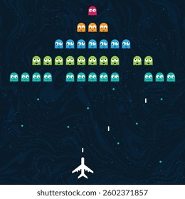 Game star monster design with space aircraft