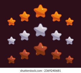 Game star ui rate element positive rating arcade isolated set. Vector flat graphic design illustration