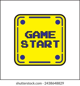 game start box illustration vector design in yellow and blue colors. suitable for logos, icons, posters, advertisements, banners, companies, t-shirt designs, stickers, websites.