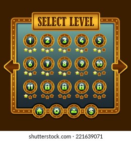Game steampunk level selection icons