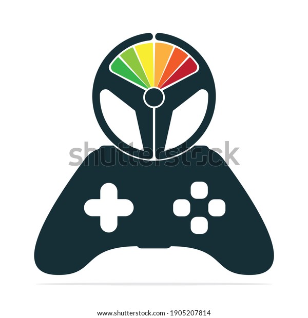 Game steering wheel concept\
logo vector design. Joystick combination with steering wheel\
vector.