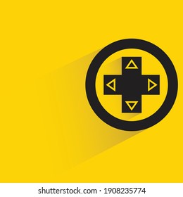game steering wheel with shadow on yellow background