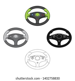 Game steering wheel single icon in cartoon,black,black,outline style for design.Car maintenance station vector symbol stock web illustration.