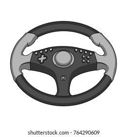 Game steering wheel single icon in monochrome style for design.Car maintenance station vector symbol stock web illustration.