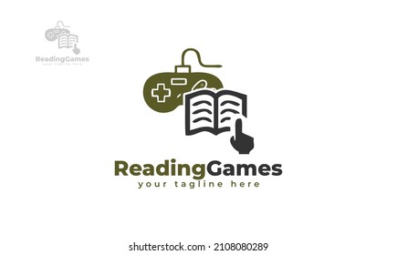 Game stick book logo design. vector