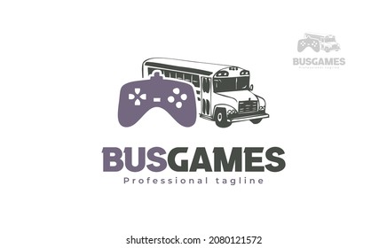 Game stick bus logo design. vector