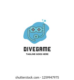 game stick button and diver kit for dive game logo icon vector inspiration