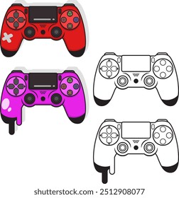 Game stick illustration with 2 color options and line art version, eps 10, editable.