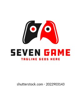game stick illustration logo design with number seven