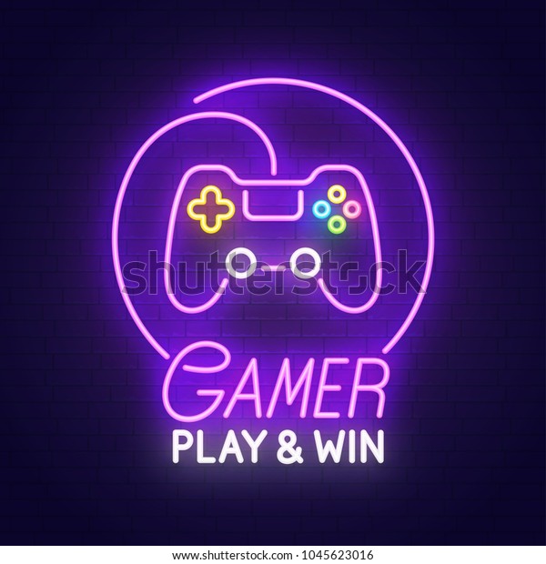 Game Stick Neon Sign Bright Signboard Stock Vector (Royalty Free ...