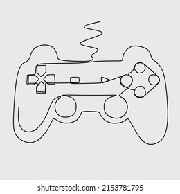 Ein Spiel Steck eine Linie Zeichnen Vektorgrafik. Moderner drahtloser Spielcontroller für PCs. Ein kontinuierlicher Joystick-Controller.