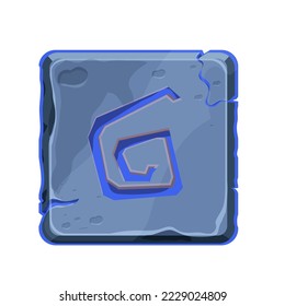 Game stone block with magic rune, tile, brick isolated on white background. Game ui element, casual, textured and detailed.