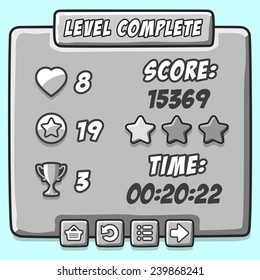 Game stone level complete icons buttons